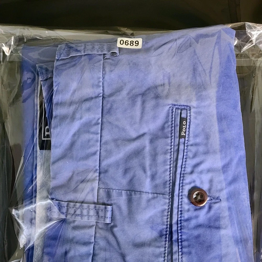 Polo Ralph Lauren Chino Shorts Mens 42 Classic Fit Pima Cotton Blue Excellent